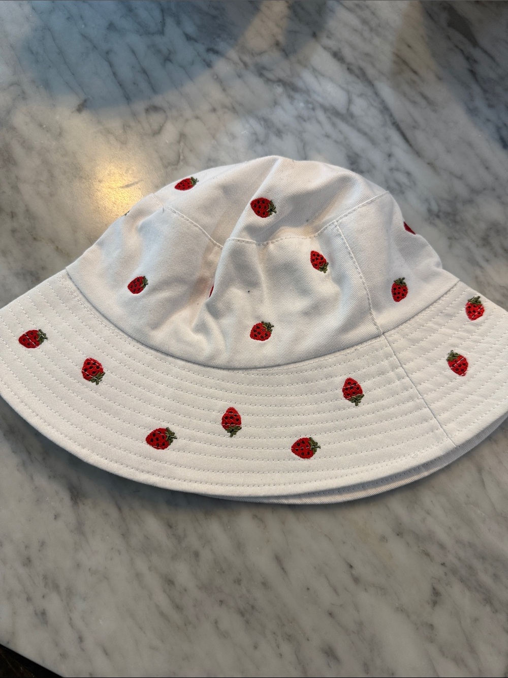 Forever 21 Strawberry Embroidered Bucket Hat